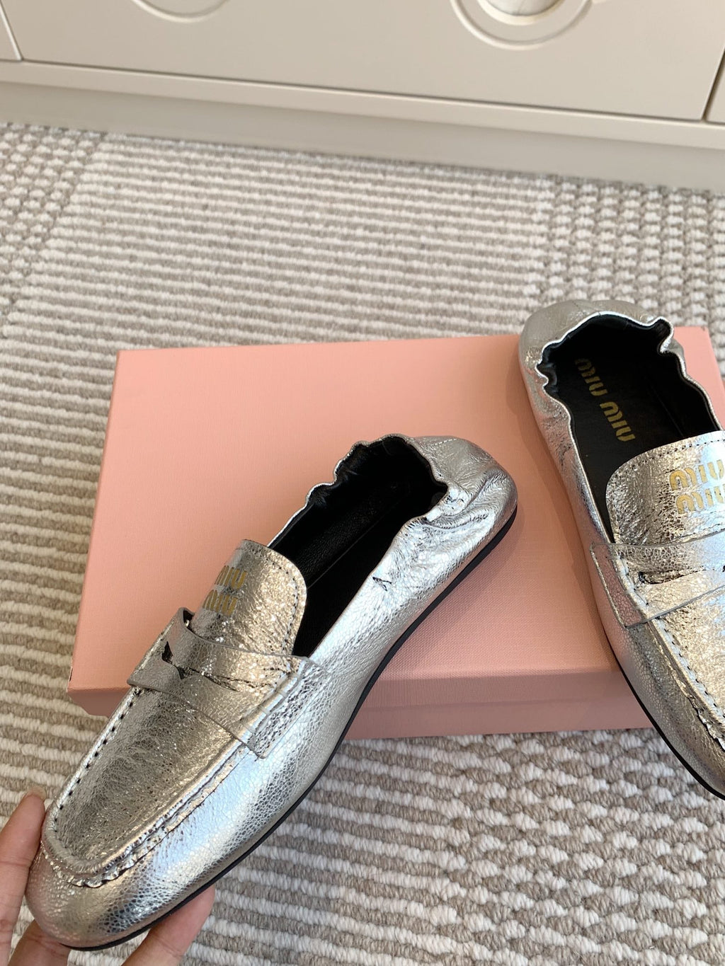 NAPPA LOAFERS IN SILVER METALLIC LAMBSKIN