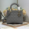 LADY SMALL BAG 24 IN GREY MACROCANNAGE LAMBSKIN GOLD HARDWARE