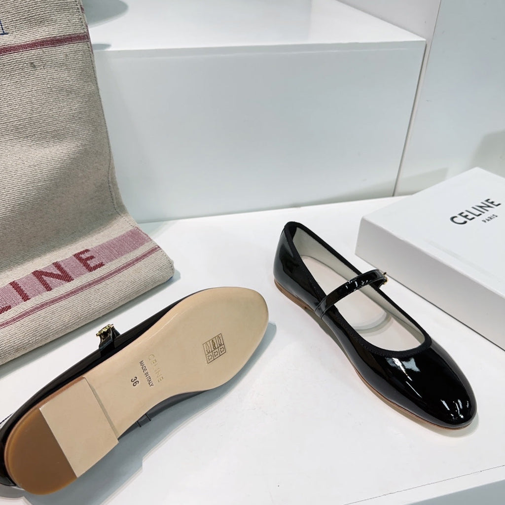 MARRY JANE FLAT IN BLACK PATENT CALFSKIN