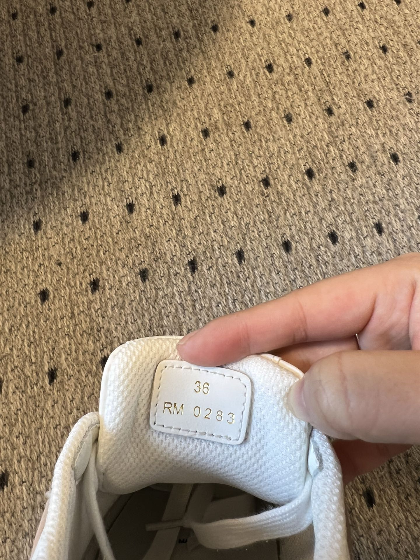 BLOCK SNEAKER WITH TRIOMPHE IN WHITE MIX SAND BROWN CALFSKIN