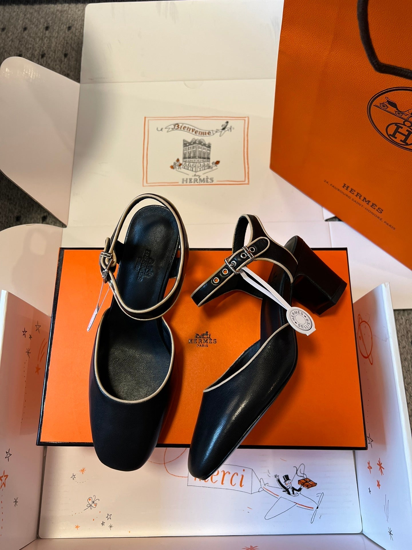 KLEO HIGH SLINGBACK IN BLACK CALFSKIN