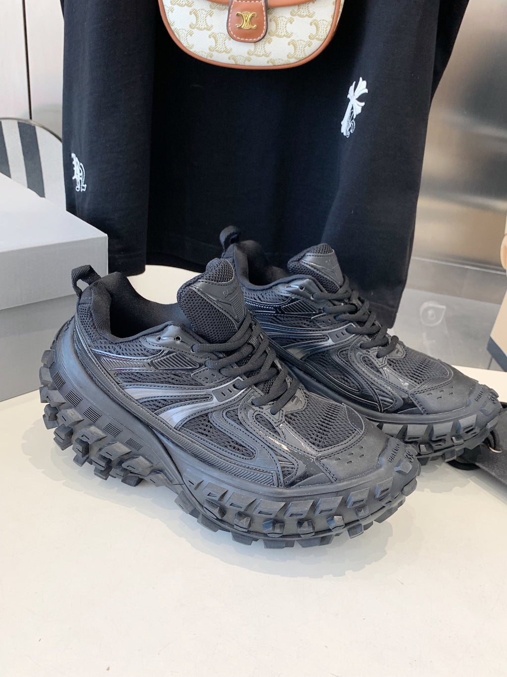 CHUNKY SNEAKERS IN BLACK POLYURETHANE, POLYESTER AND NYLON