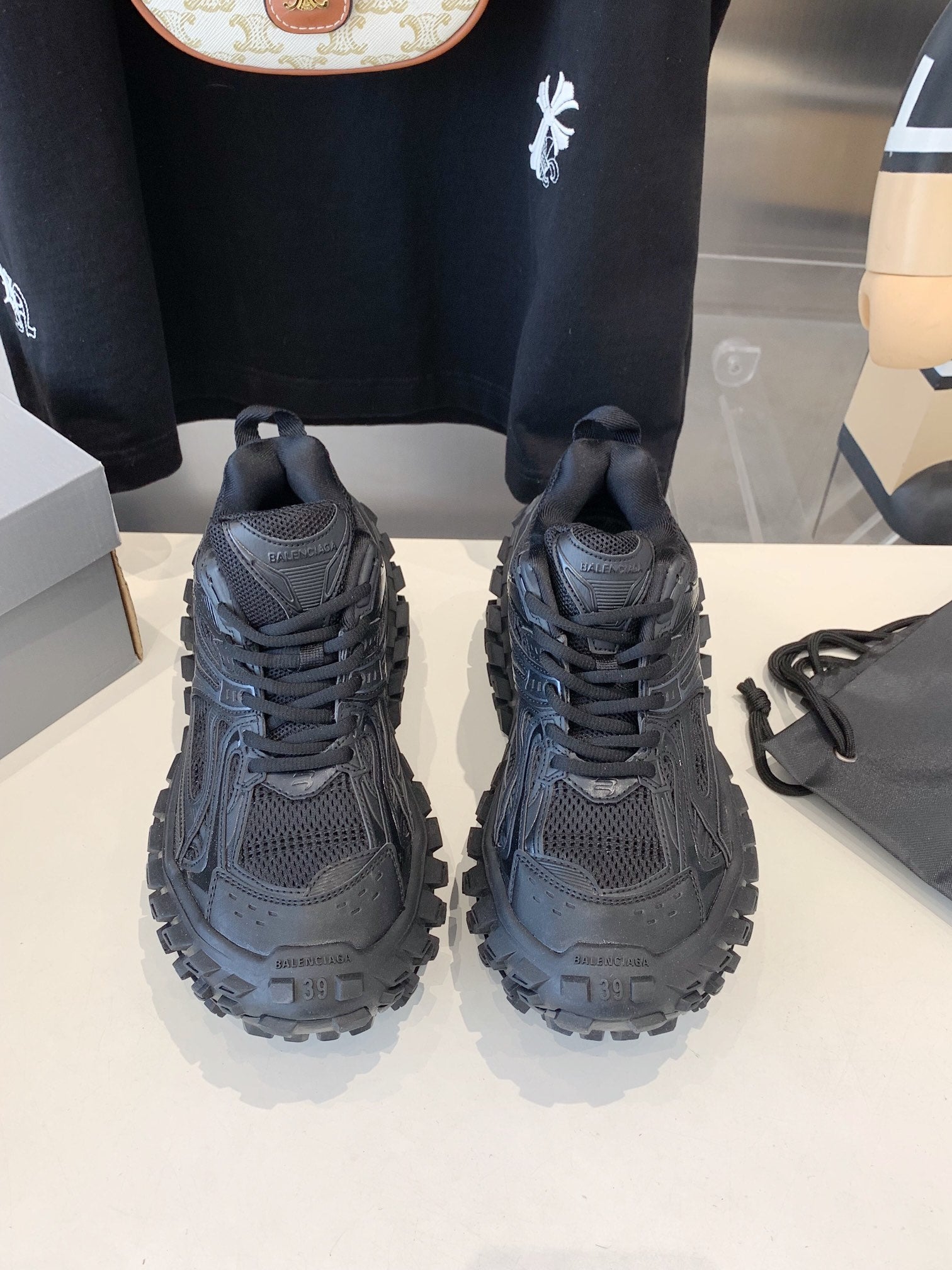 CHUNKY SNEAKERS IN BLACK POLYURETHANE, POLYESTER AND NYLON