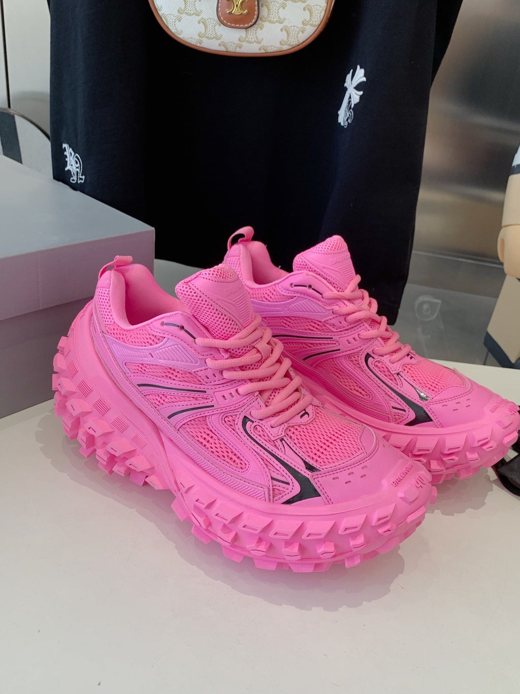 CHUNKY SNEAKERS IN PINK MIX BLACK POLYURETHANE, POLYESTER AND NYLON