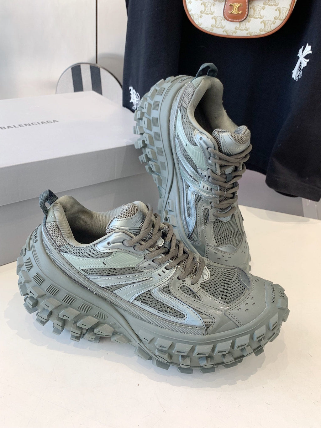 CHUNKY SNEAKERS IN MANTLE GRAY POLYURETHANE, POLYESTER AND NYLON