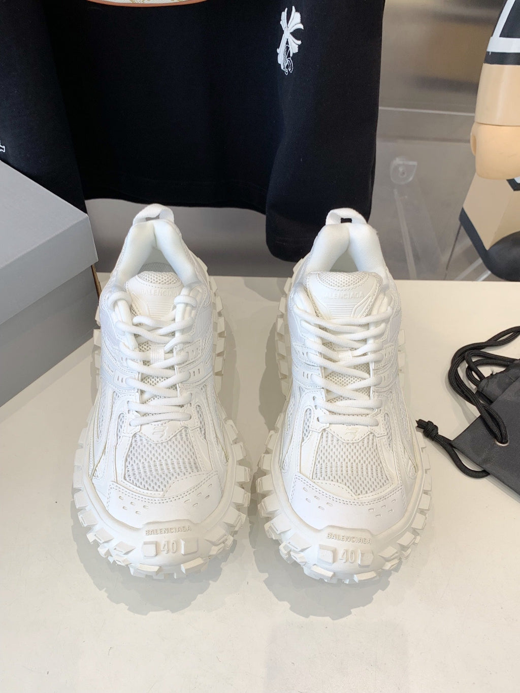 CHUNKY SNEAKERS IN WHITE POLYURETHANE, POLYESTER AND NYLON