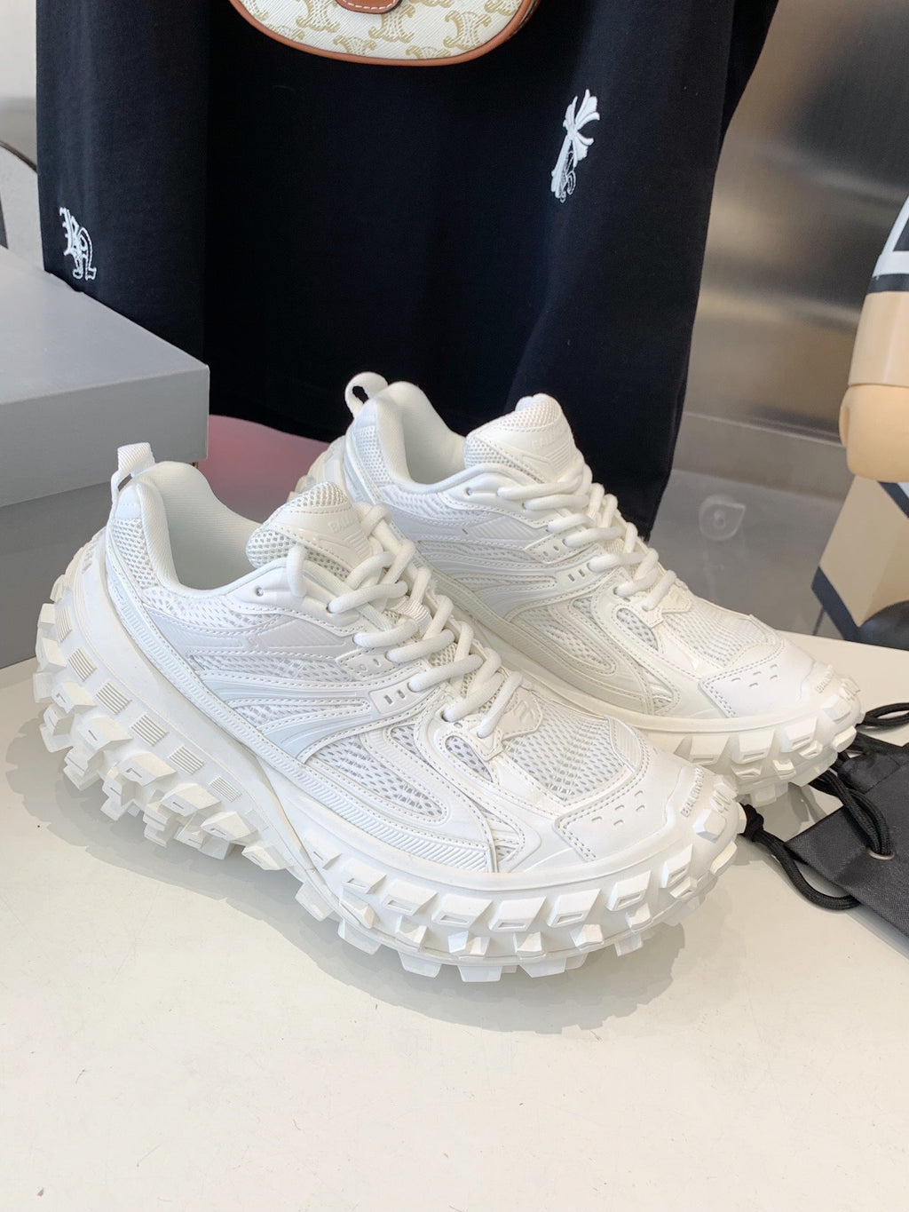 CHUNKY SNEAKERS IN WHITE POLYURETHANE, POLYESTER AND NYLON