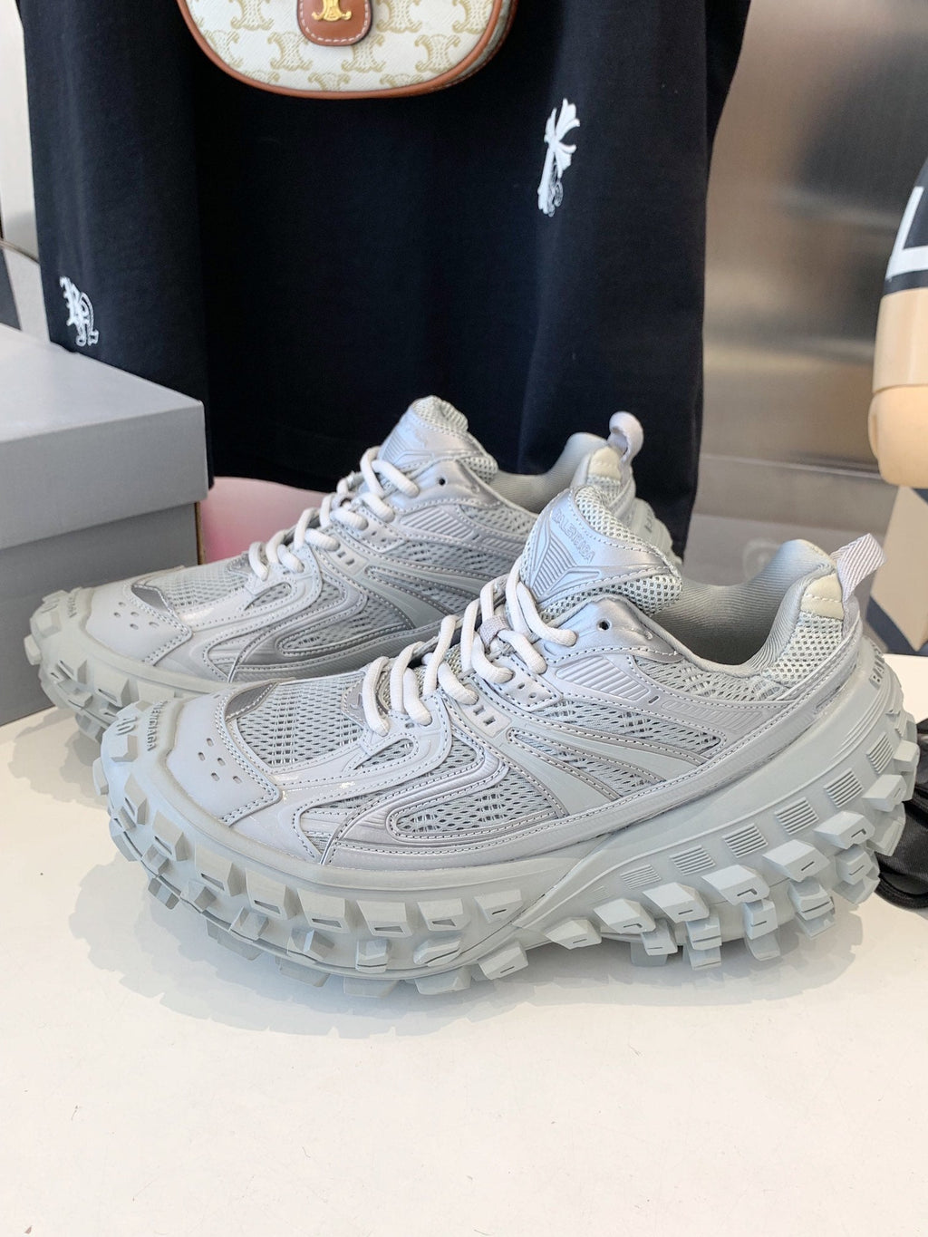 CHUNKY SNEAKERS IN BOMBAY GRAY POLYURETHANE, POLYESTER AND NYLON