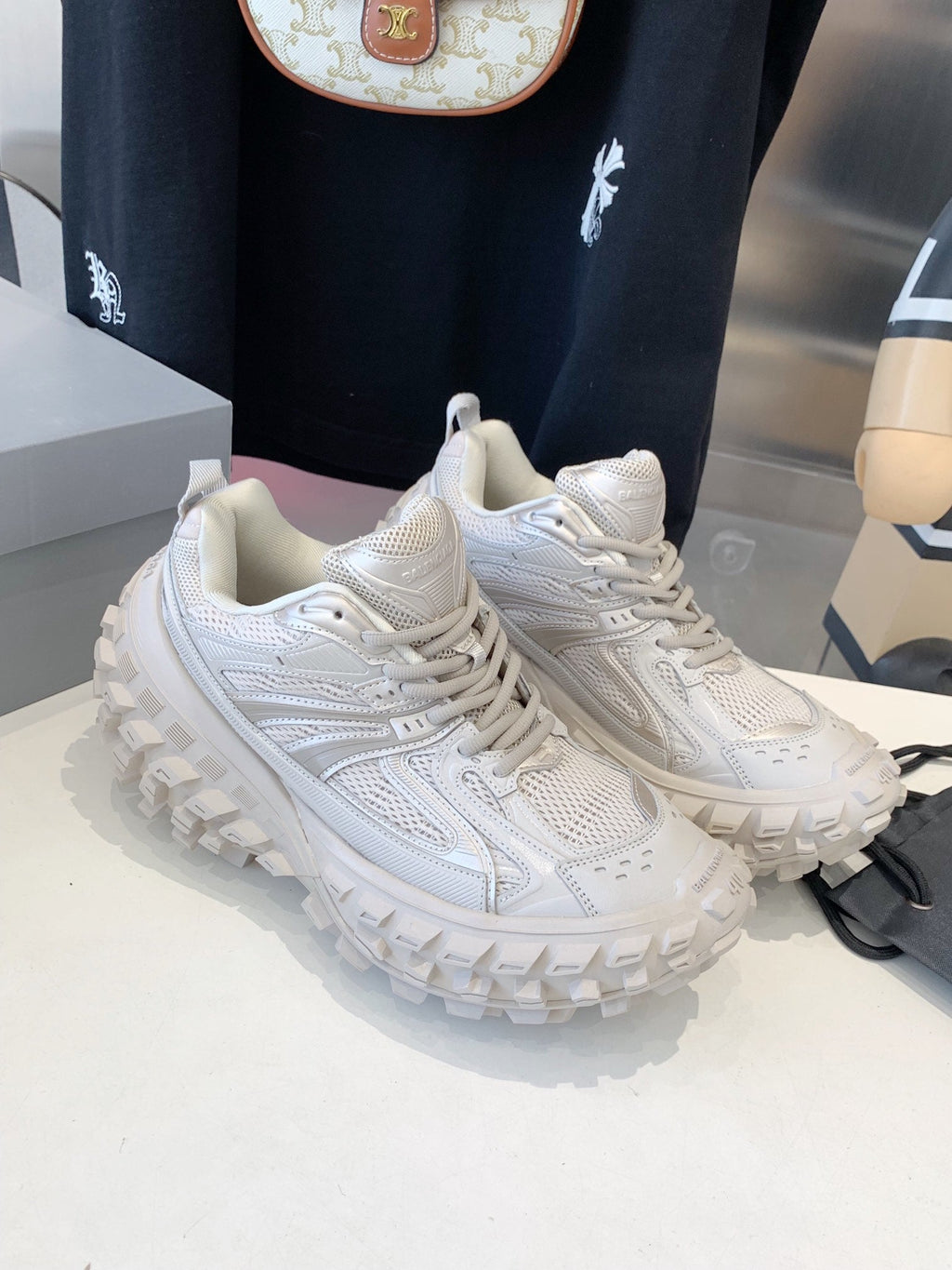 CHUNKY SNEAKERS IN BONE BEIGE POLYURETHANE, POLYESTER AND NYLON