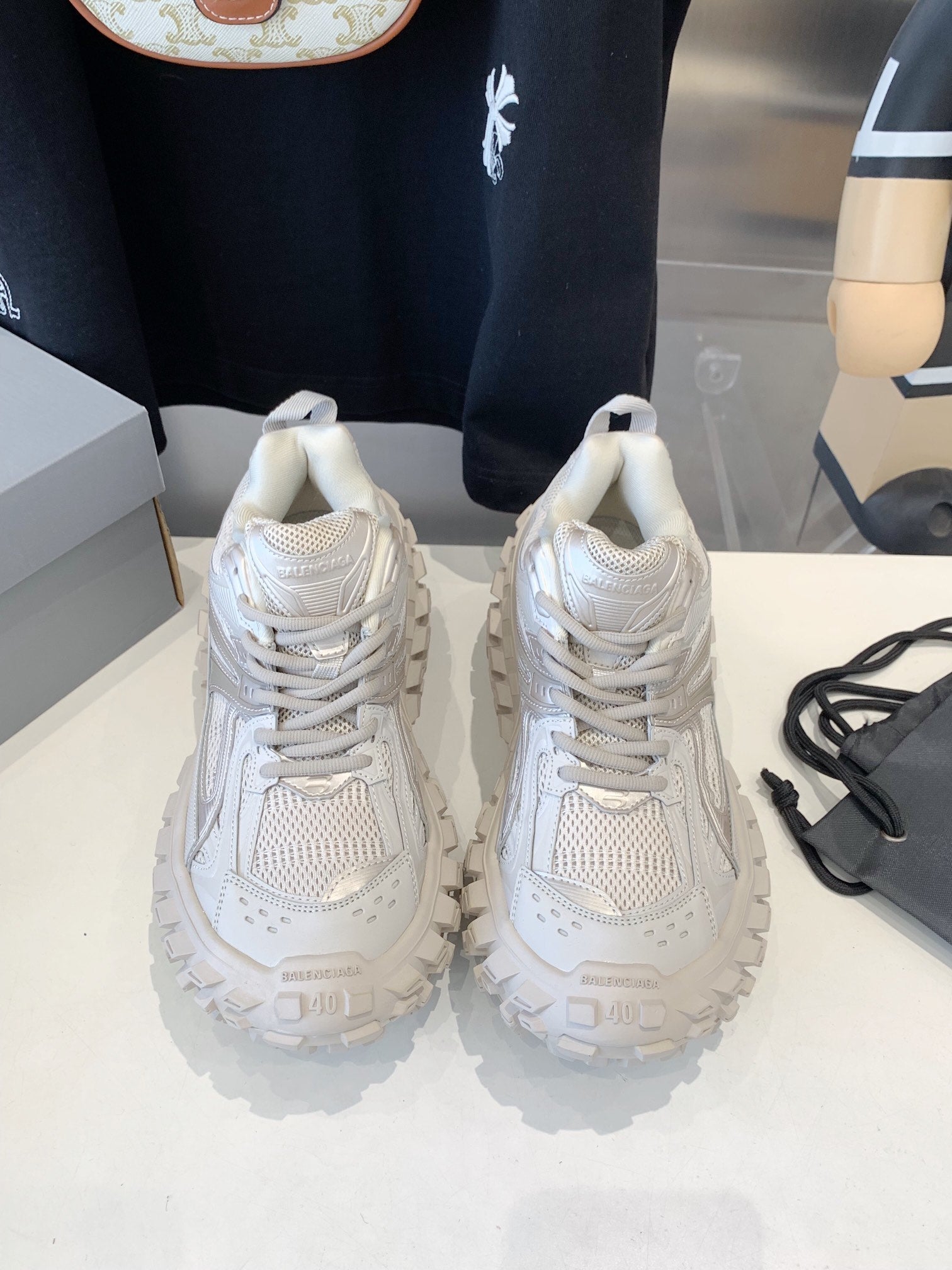 CHUNKY SNEAKERS IN BONE BEIGE POLYURETHANE, POLYESTER AND NYLON