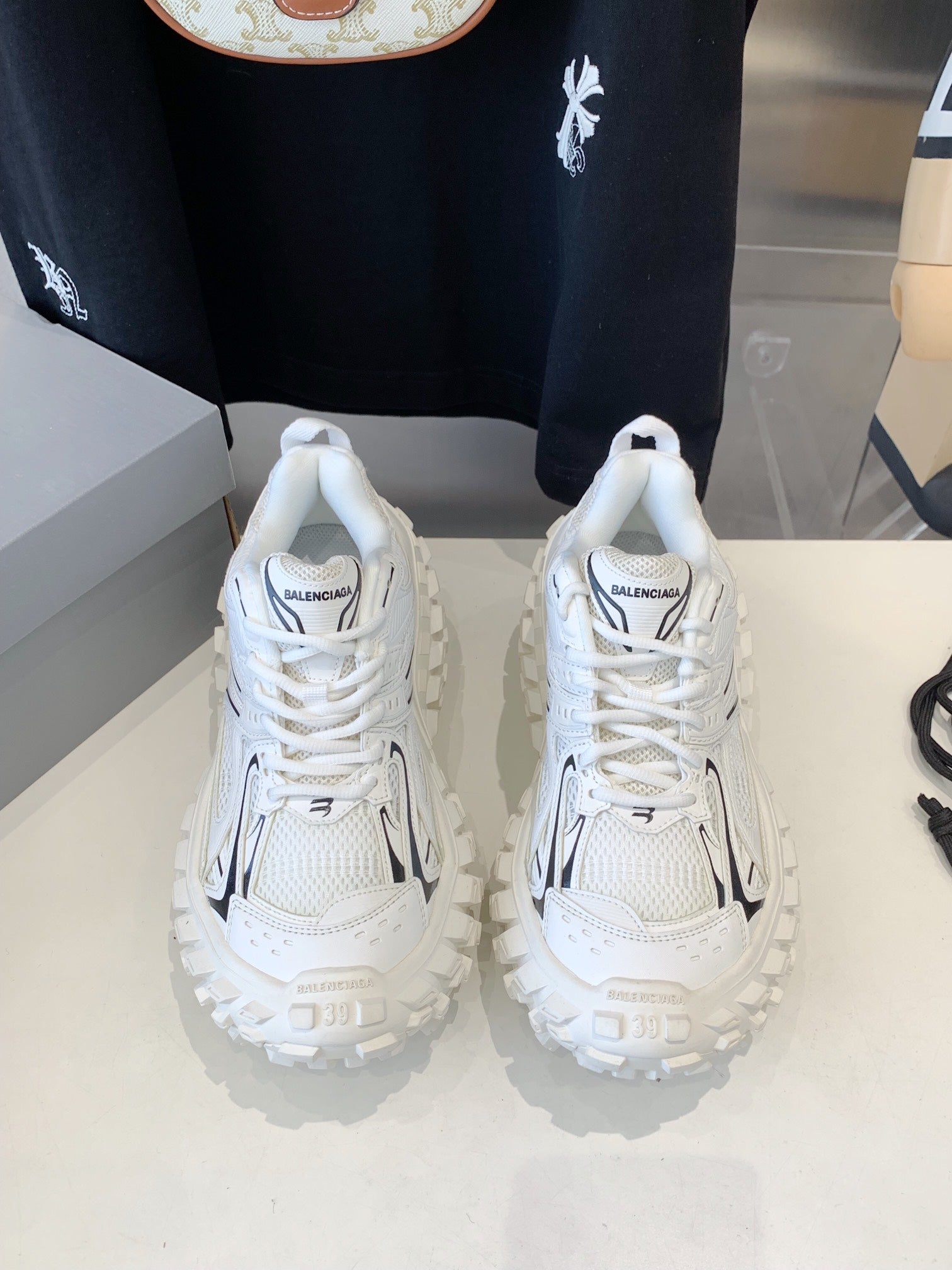 CHUNKY SNEAKERS IN WHITE MIX BLACK POLYURETHANE, POLYESTER AND NYLON