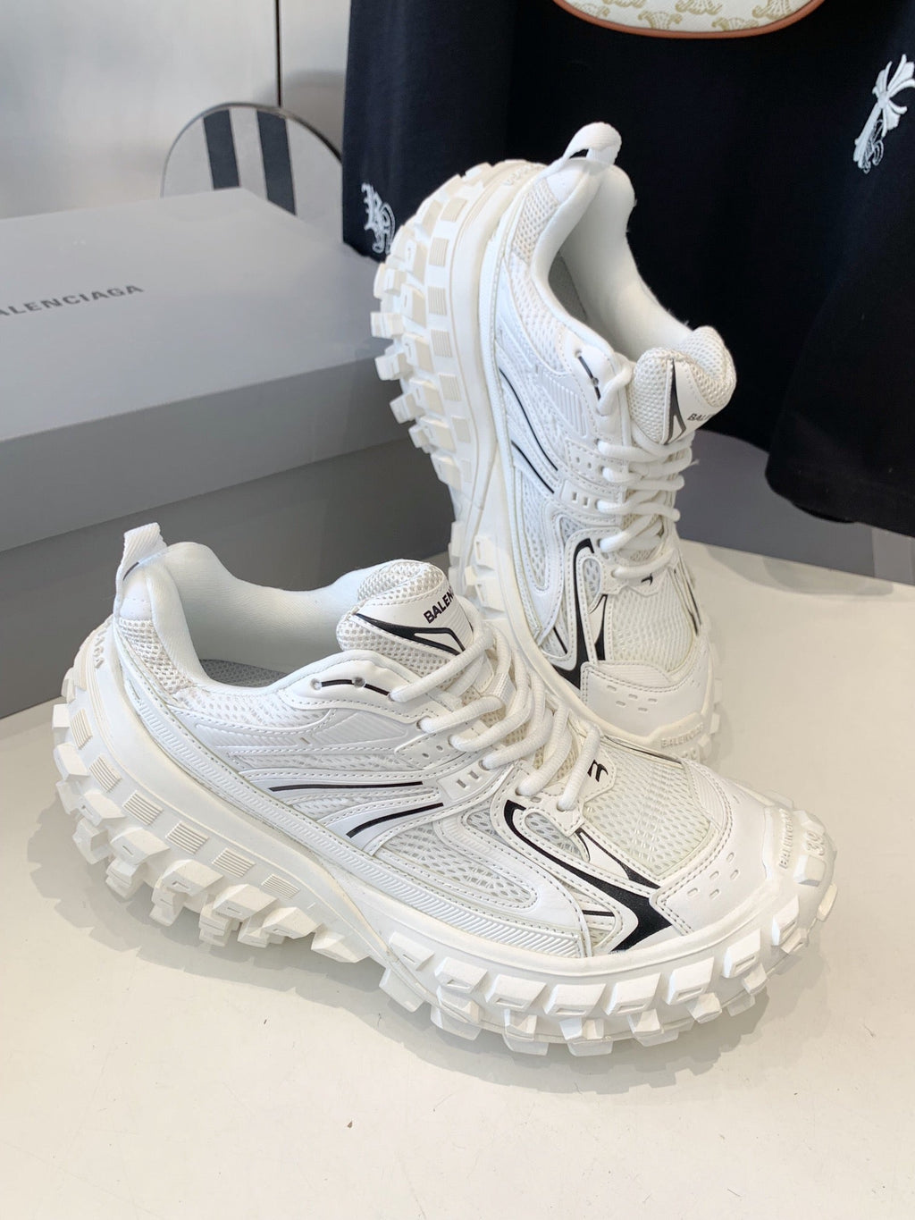 CHUNKY SNEAKERS IN WHITE MIX BLACK POLYURETHANE, POLYESTER AND NYLON