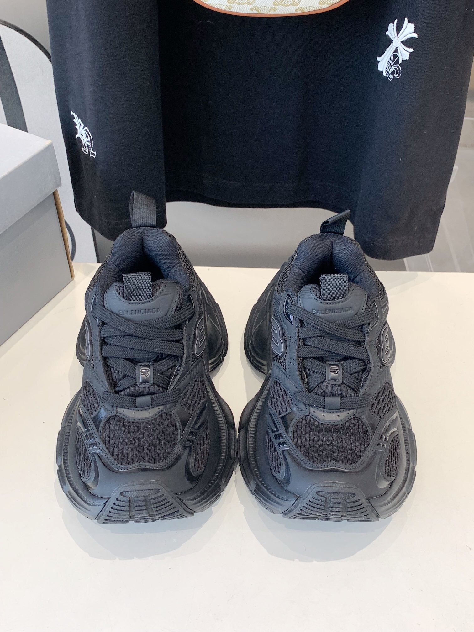 DAD SHOES IN BLACK MESH AND CALFSKIN