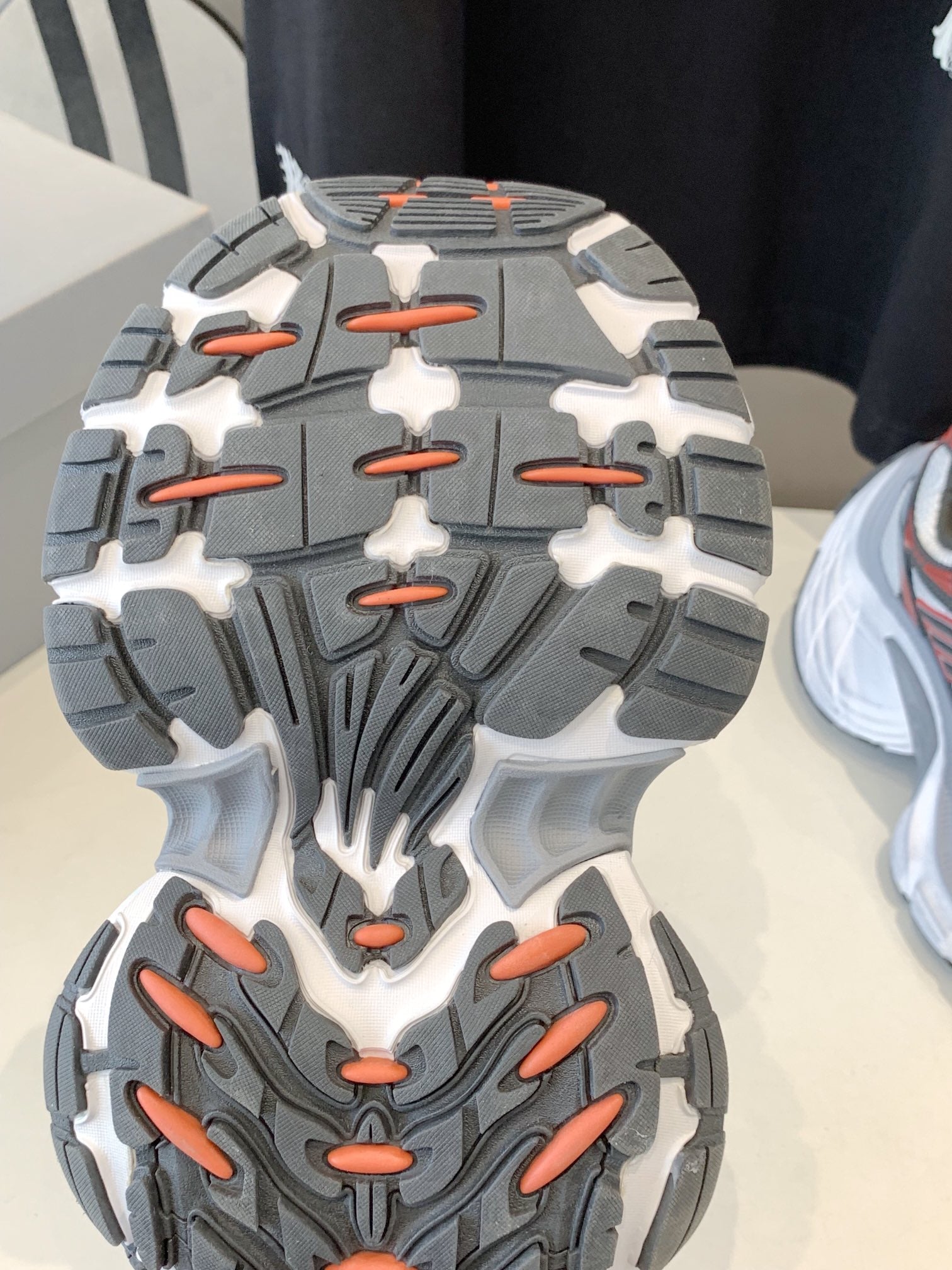 DAD SHOES IN GREY RED WHITE MESH AND CALFSKIN