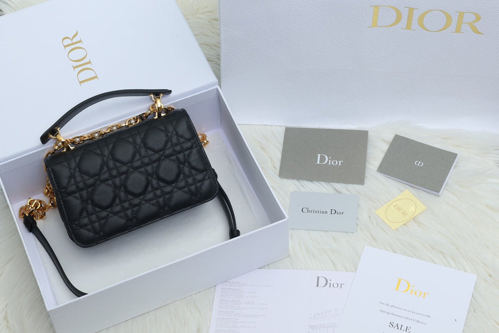 JOLIE TOP HANDLE BAG 19 IN BLACK CANNAGE CALFSKIN