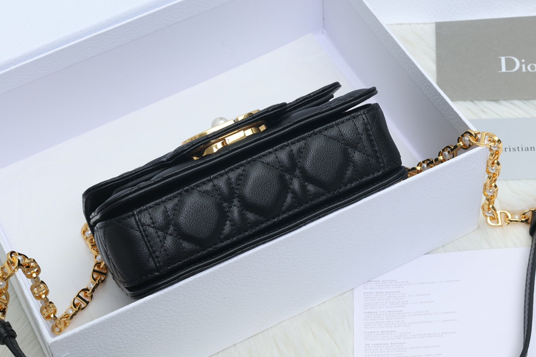 JOLIE TOP HANDLE BAG 19 IN BLACK CANNAGE CALFSKIN