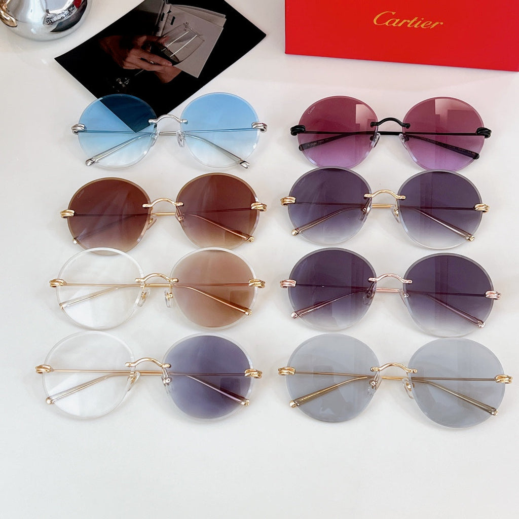 PREMIÈRE RIMLESS ROUND FRAME SUNGLASSES CT0475 IN METAL