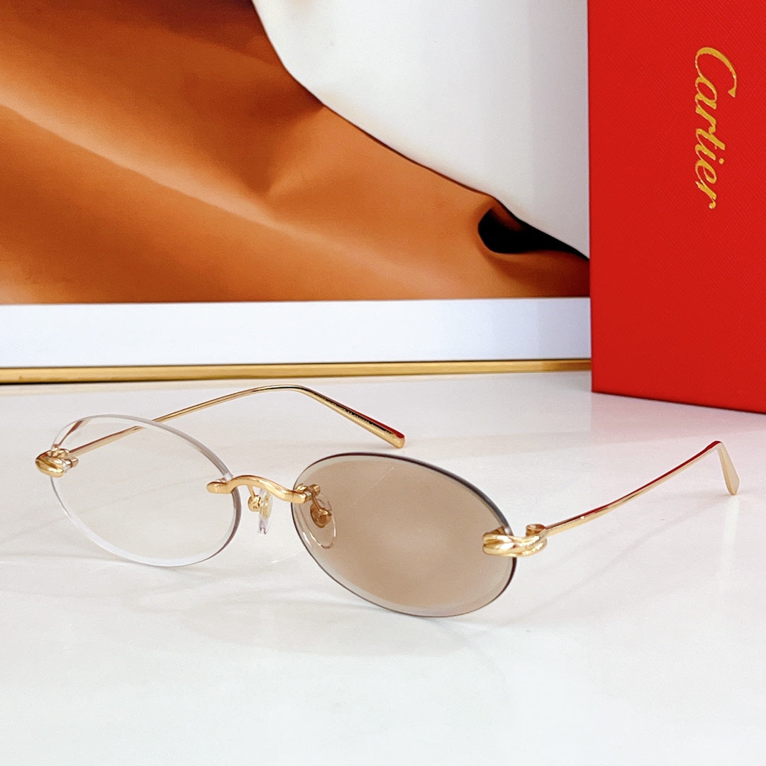 PREMIÈRE RIMLESS OVAL FRAME SUNGLASSES CT0565S IN METAL