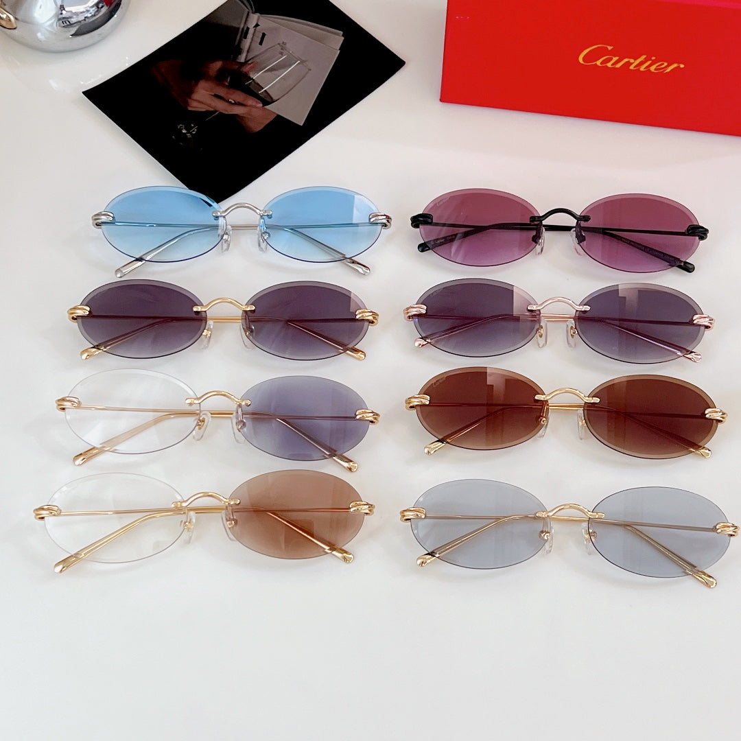 PREMIÈRE RIMLESS OVAL FRAME SUNGLASSES CT0565S IN METAL