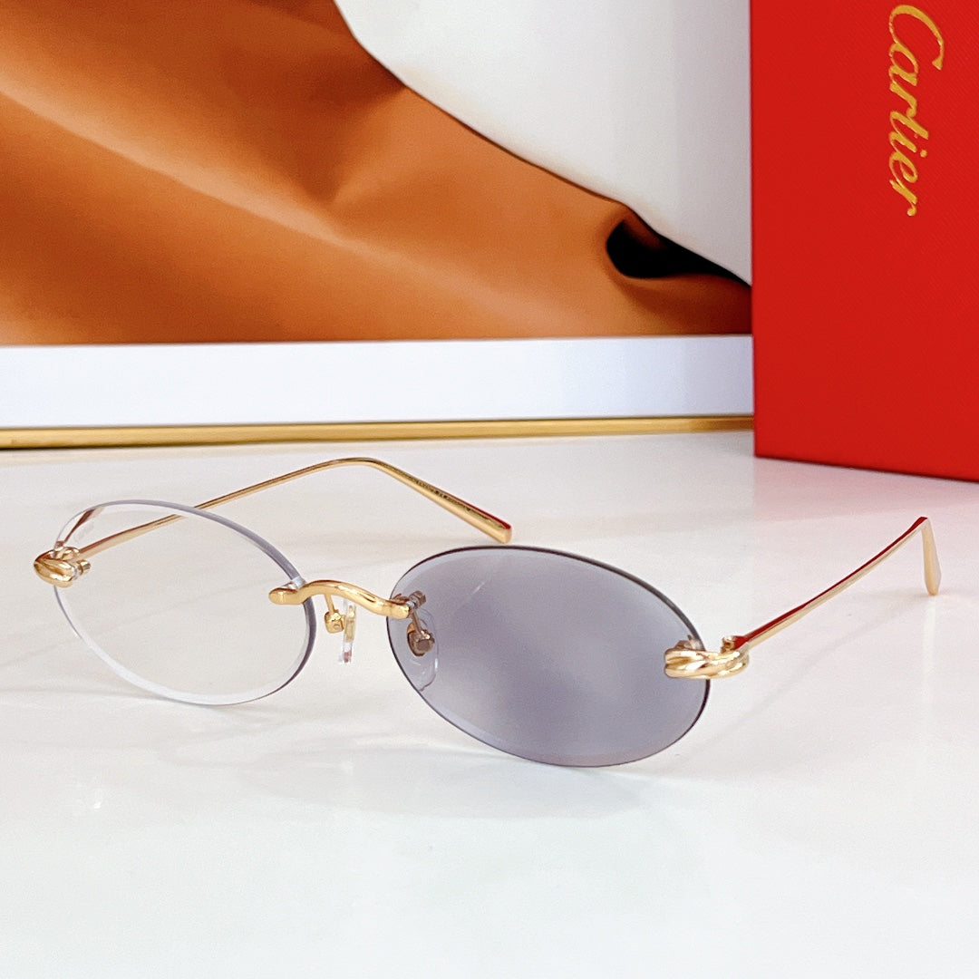PREMIÈRE RIMLESS OVAL FRAME SUNGLASSES CT0565S IN METAL