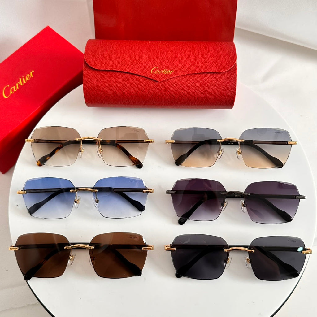 SANTOS SQUARE FRAME SUNGLASSES 524481 IN METAL AND WOODEN