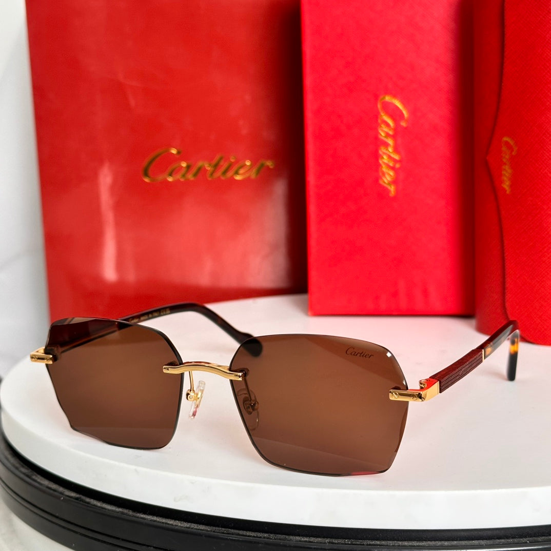 SANTOS SQUARE FRAME SUNGLASSES 524481 IN METAL AND WOODEN