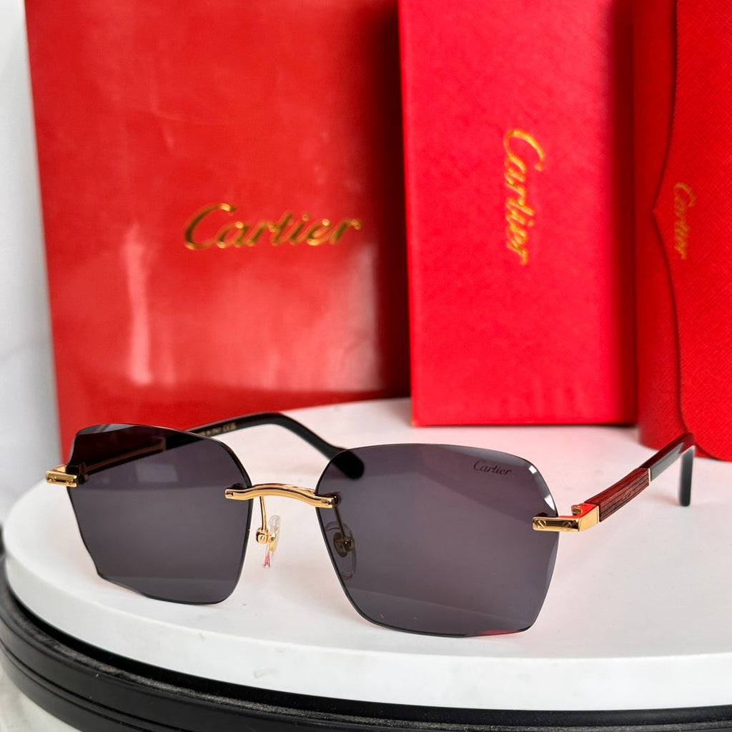 SANTOS SQUARE FRAME SUNGLASSES 524481 IN METAL AND WOODEN