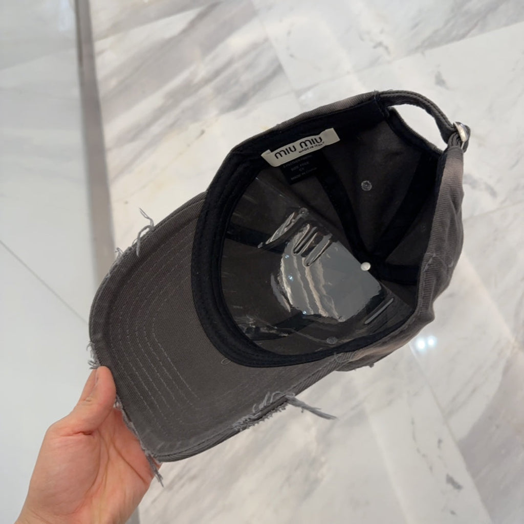 MM BASEBALL CAP IN DARK MOCHA BROWN DISTRESSED FABRIC STYLE 2