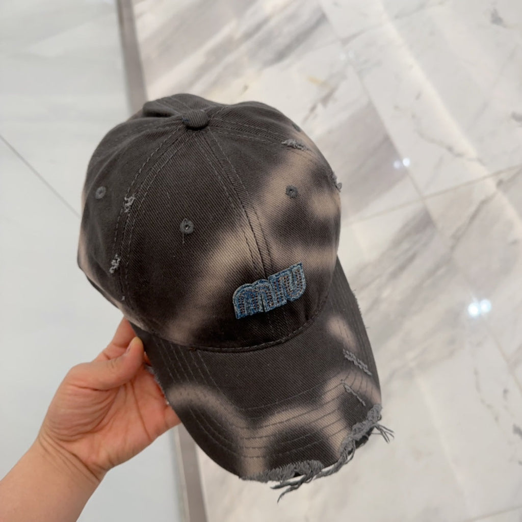 MM BASEBALL CAP IN DARK MOCHA BROWN DISTRESSED FABRIC STYLE 2