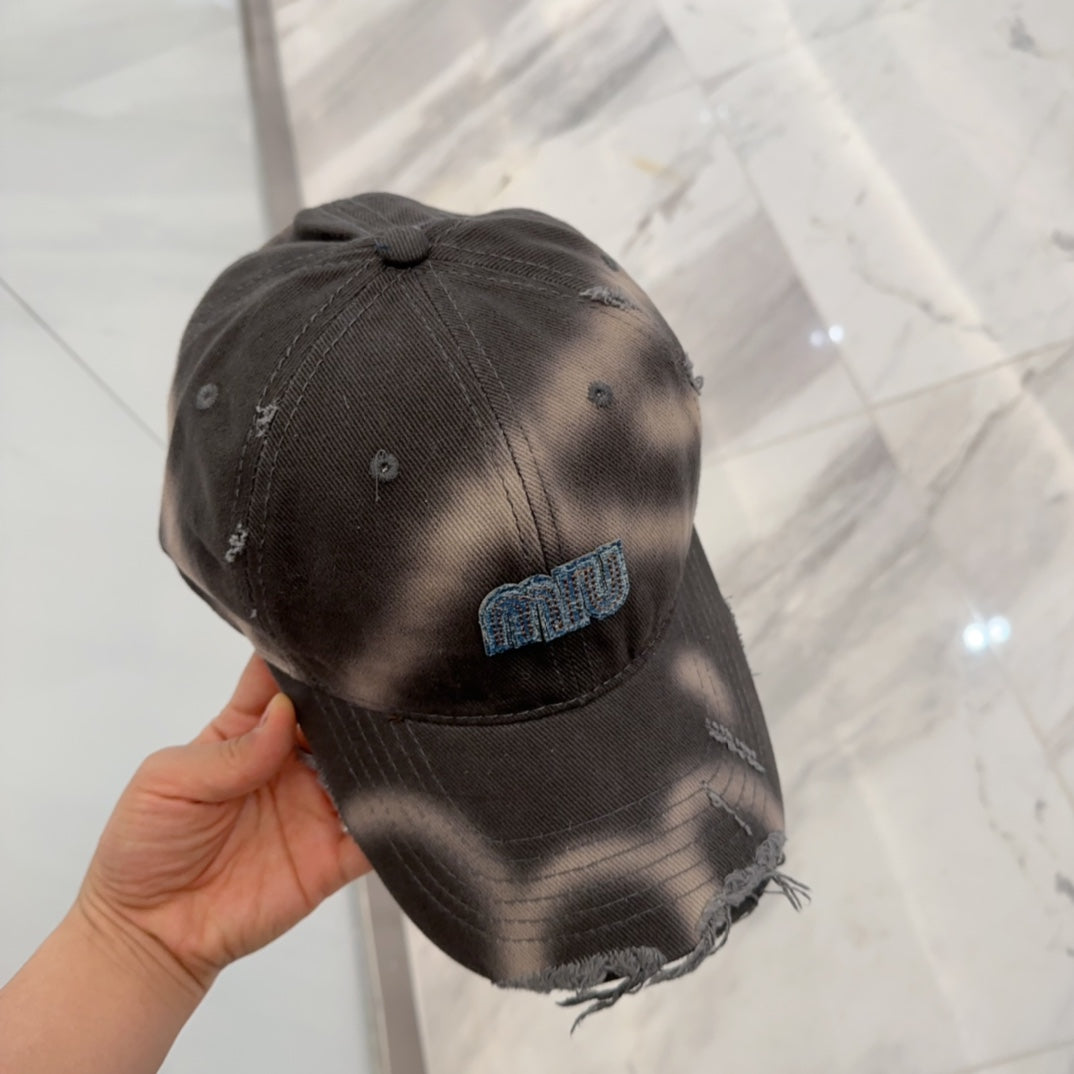 MM BASEBALL CAP IN DARK MOCHA BROWN DISTRESSED FABRIC STYLE 2