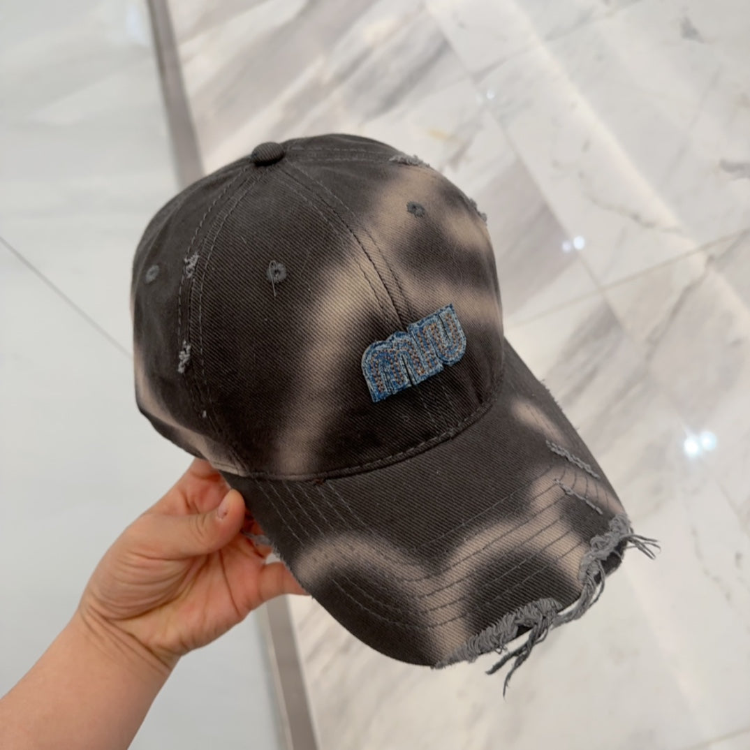 MM BASEBALL CAP IN DARK MOCHA BROWN DISTRESSED FABRIC STYLE 2