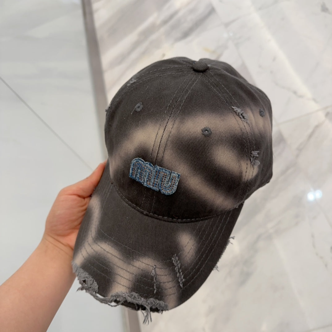 MM BASEBALL CAP IN DARK MOCHA BROWN DISTRESSED FABRIC STYLE 2