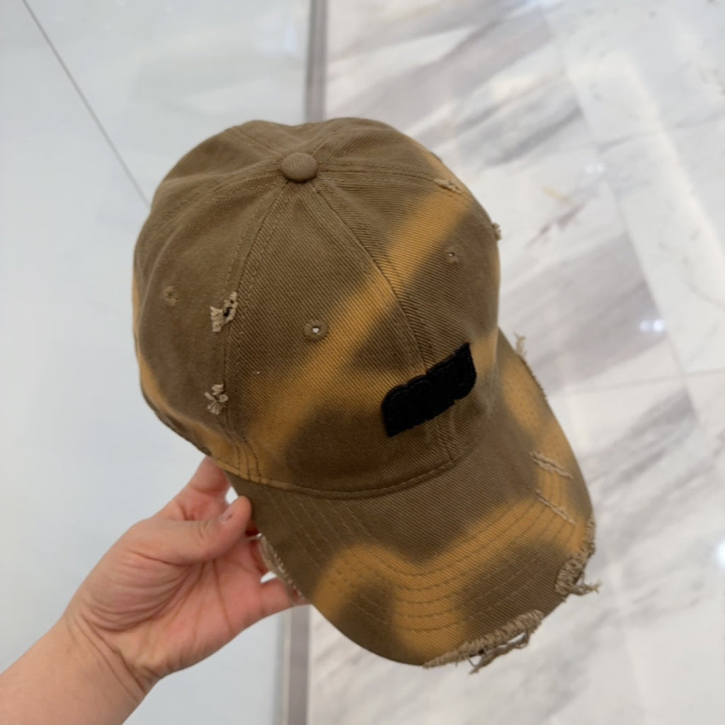 MM BASEBALL CAP IN BROWN DISTRESSED FABRIC STYLE 1