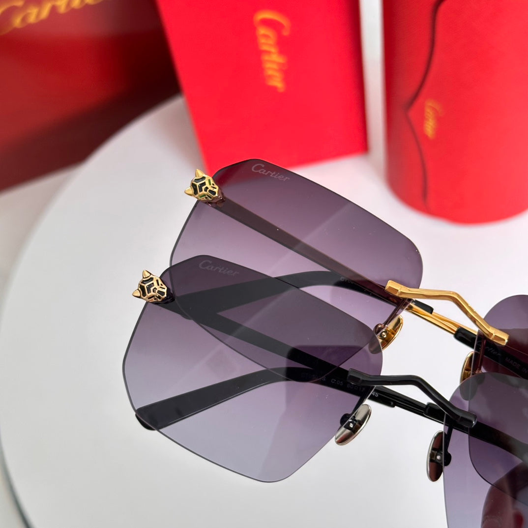 PANTHÈRE RIMLESS SQUARE FRAME SUNGLASSES CT0503S IN METAL