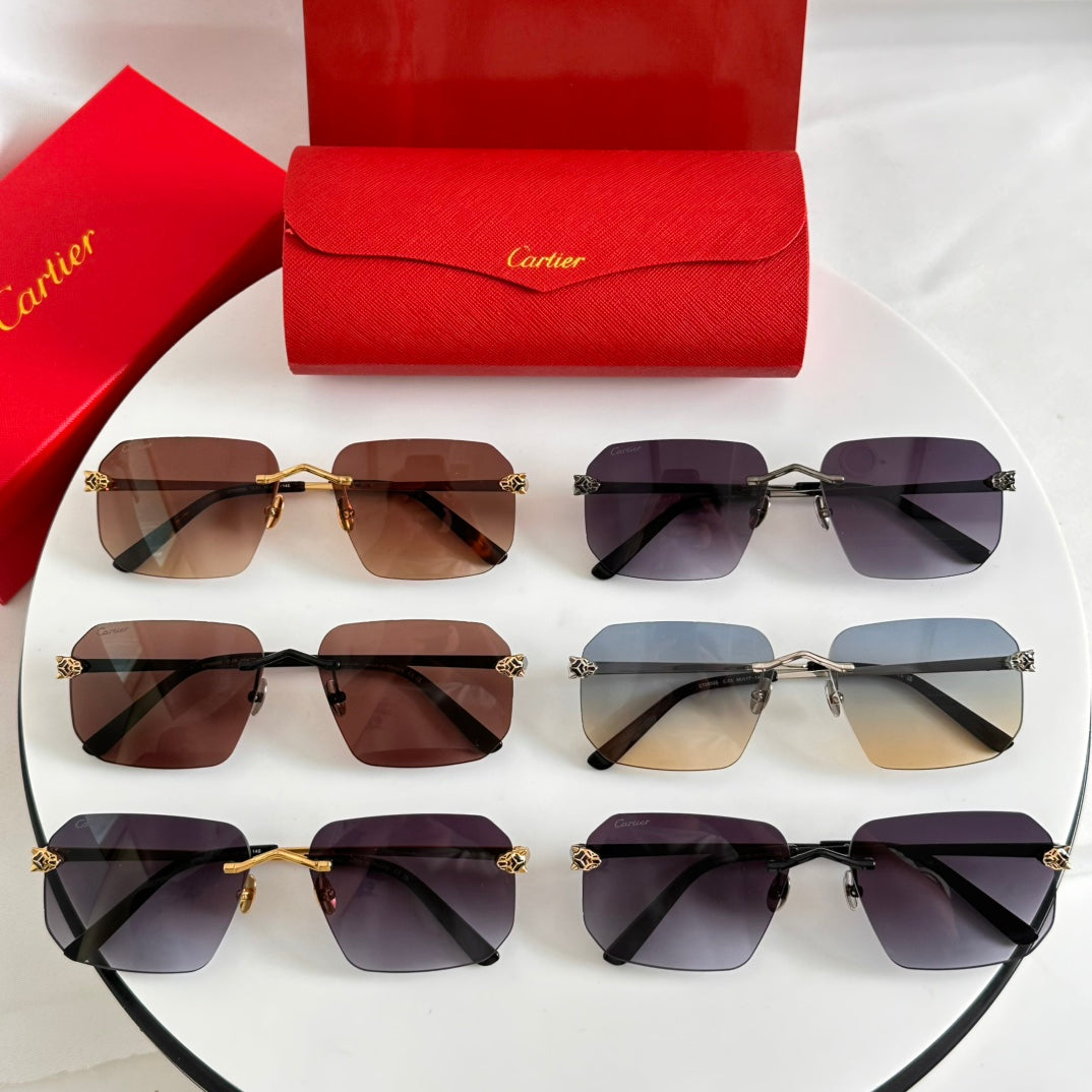 PANTHÈRE RIMLESS SQUARE FRAME SUNGLASSES CT0503S IN METAL