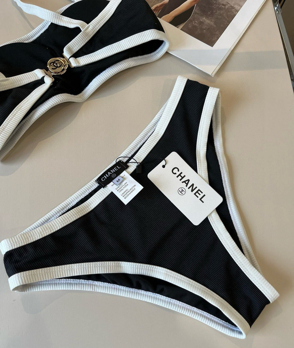 CC BIKINI SWIMSUIT SET BLACK WHITE 174796