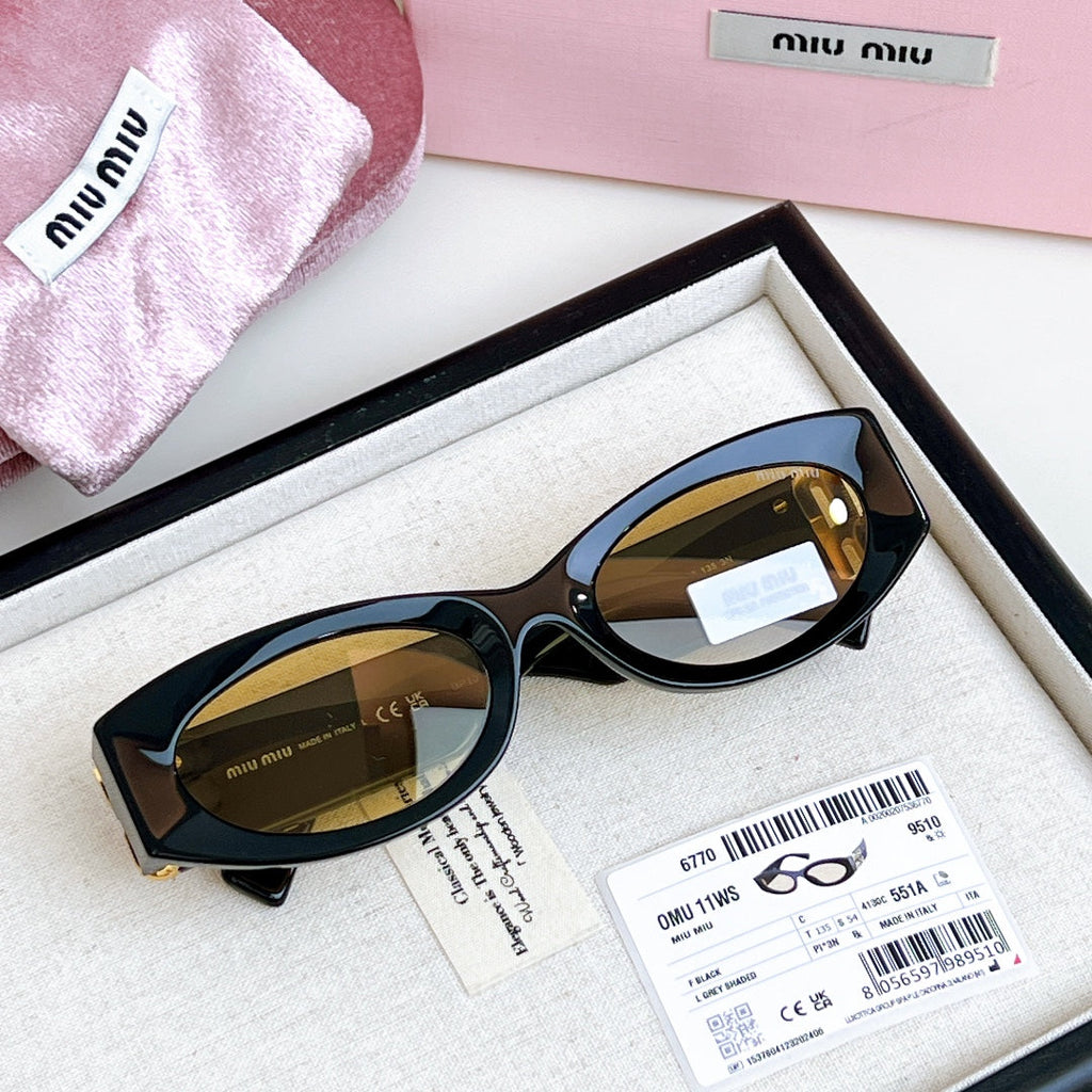 LOGO SMU 11WS SUNGLASSES 575894 IN BLACK ACETATE BROWN LENS