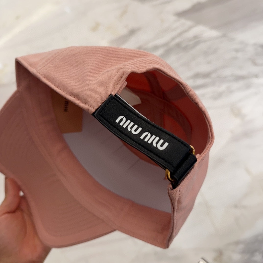 MM BASEBALL CAP IN MELON PINK FABRIC EMBROIDERED LOGO STYLE 4