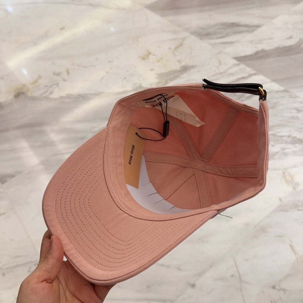 MM BASEBALL CAP IN MELON PINK FABRIC EMBROIDERED LOGO STYLE 4