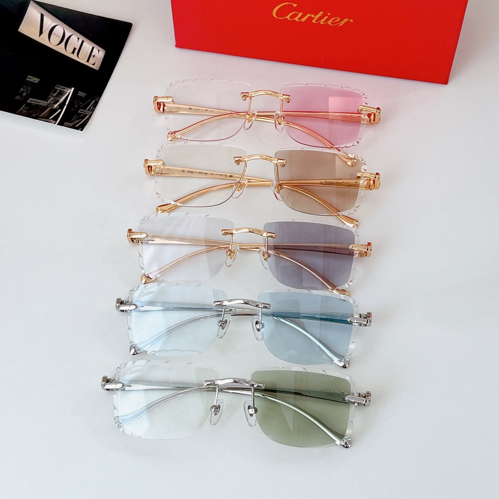 PANTHÈRE PHOTOCHROMIC LENSES RIMLESS SQUARE FRAME SUNGLASSES 580850 IN METAL