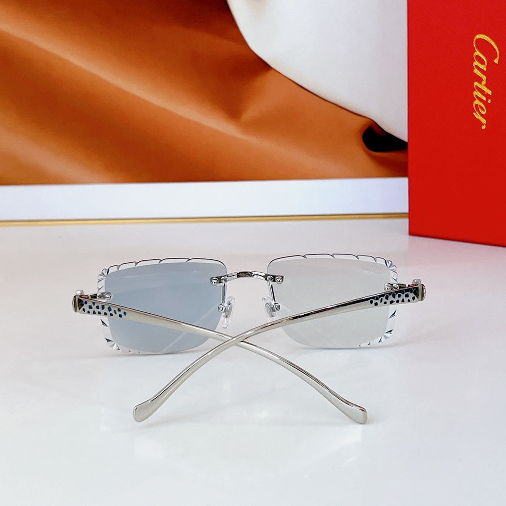PANTHÈRE PHOTOCHROMIC LENSES RIMLESS SQUARE FRAME SUNGLASSES 580850 IN METAL
