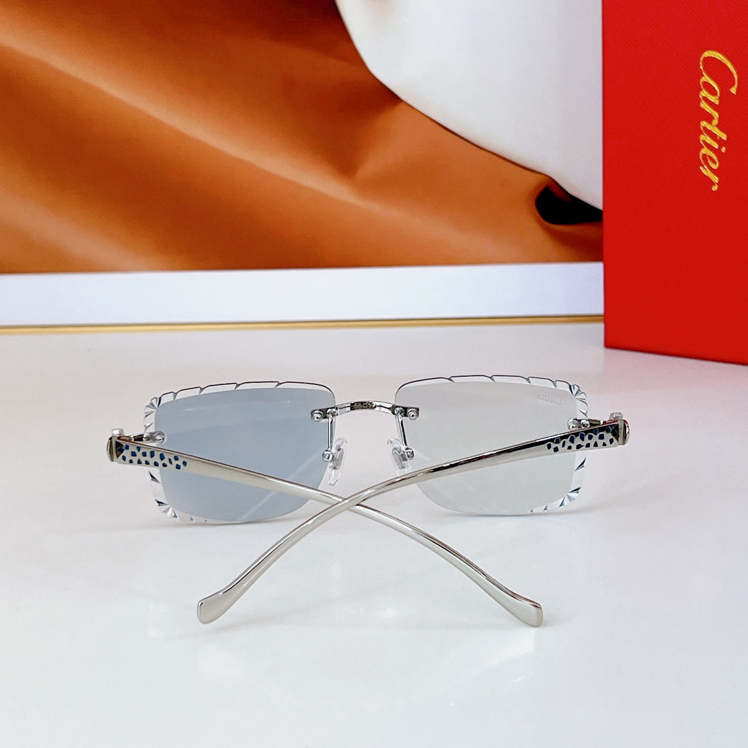 PANTHÈRE PHOTOCHROMIC LENSES RIMLESS SQUARE FRAME SUNGLASSES 580850 IN METAL