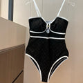 CC BIKINI SWIMSUIT SET IN BLACK AND WHITE TRIM 594785