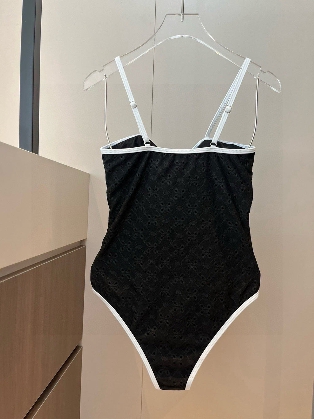 CC BIKINI SWIMSUIT SET IN BLACK AND WHITE TRIM 594785