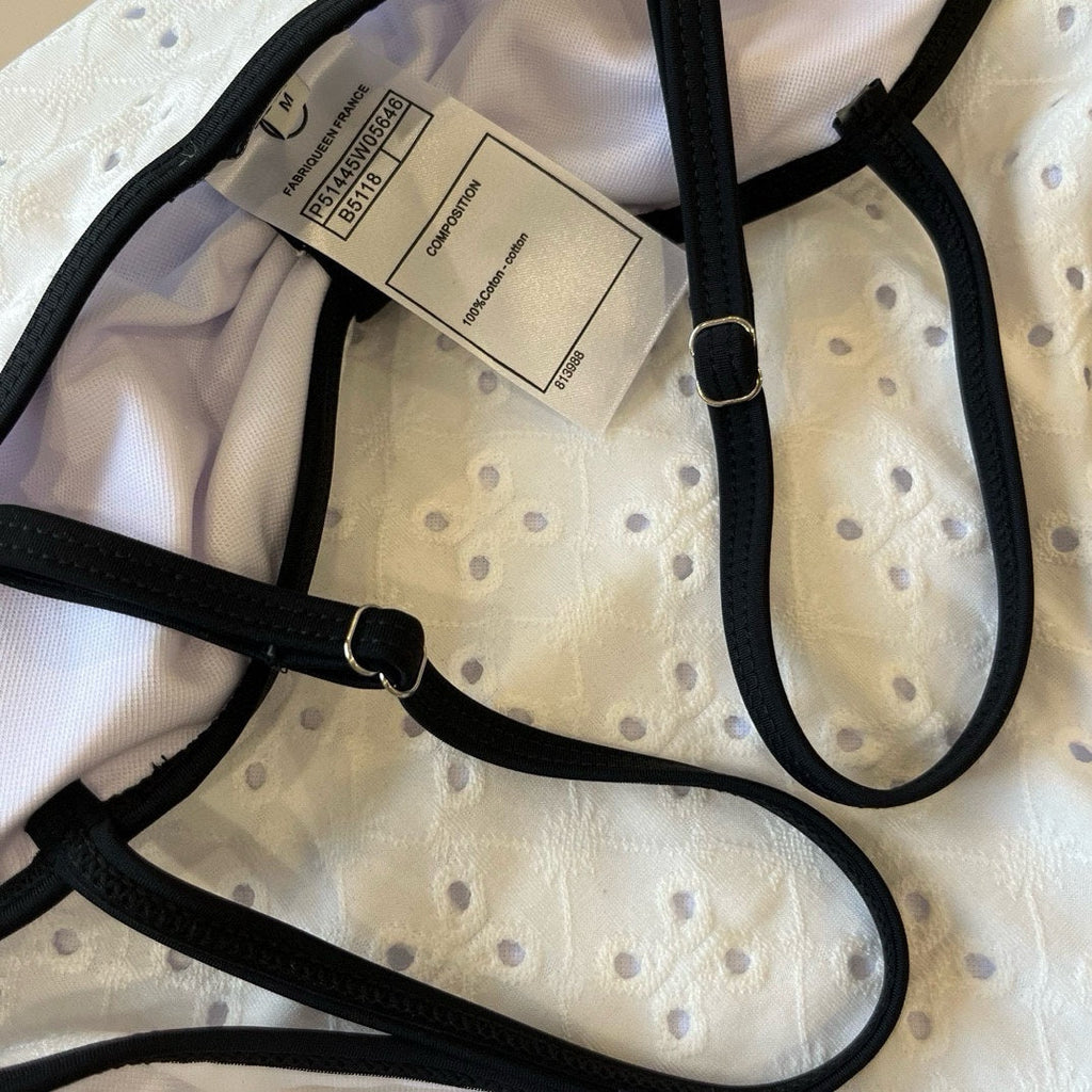 CC BIKINI SWIMSUIT SET IN WHITE AND BLACK TRIM 594786