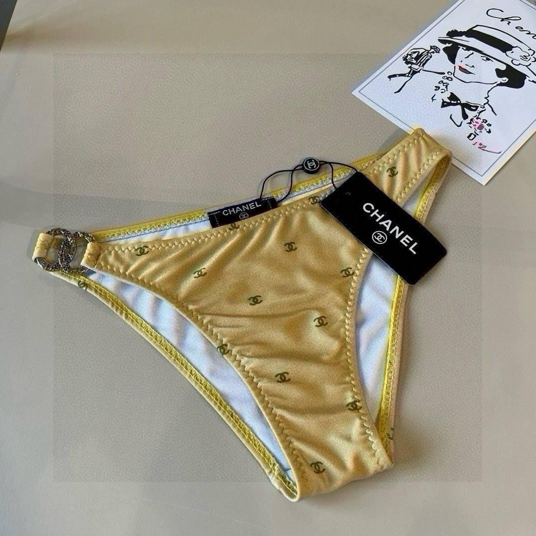 CC BIKINI SWIMSUIT SET IN YELLOW AND GREEN LOGO 606523