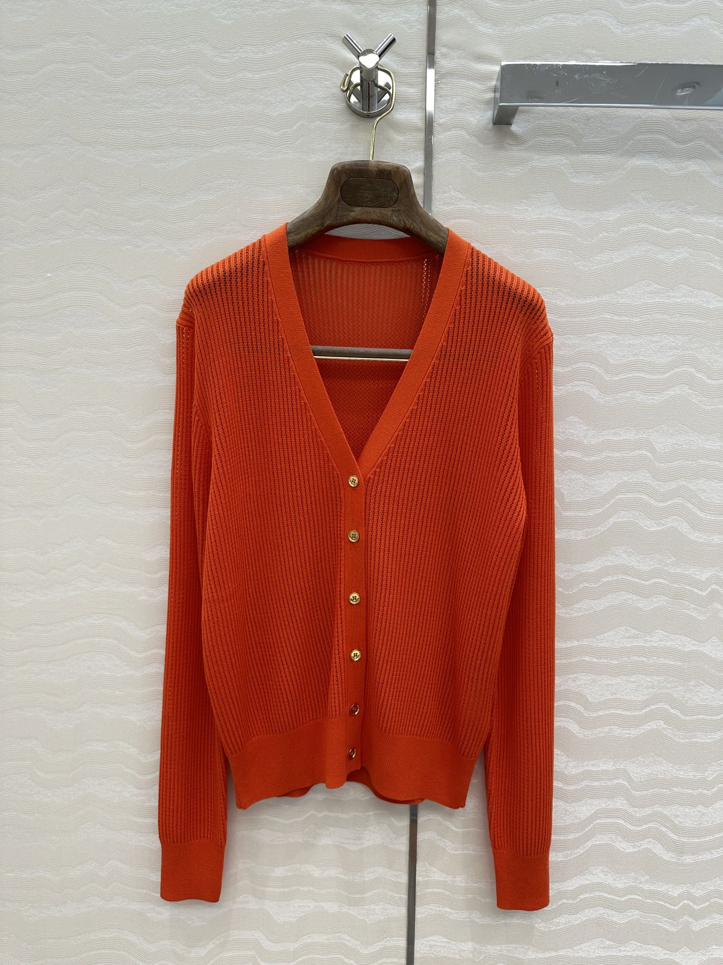 LP RED ORANGE V-NECK KNIT CARDIGAN