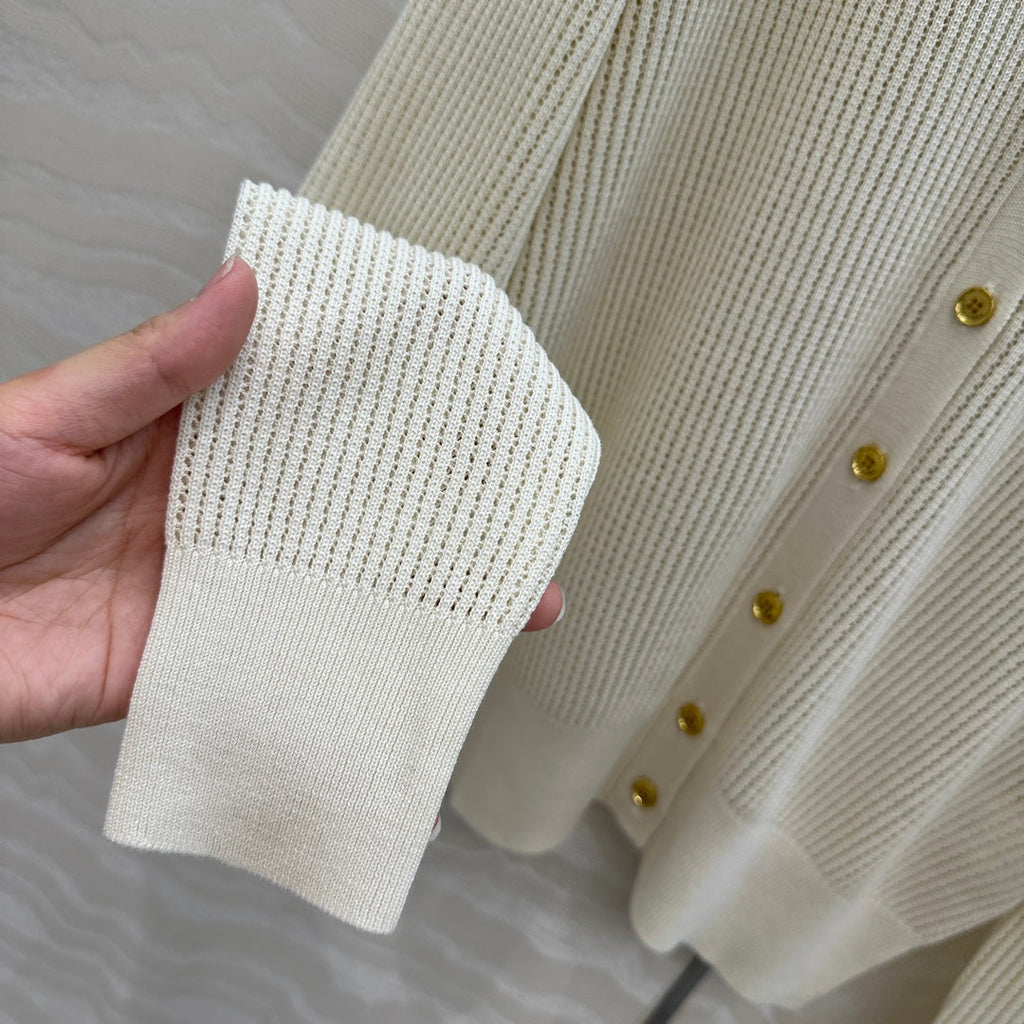 LP CREAM V-NECK KNIT CARDIGAN