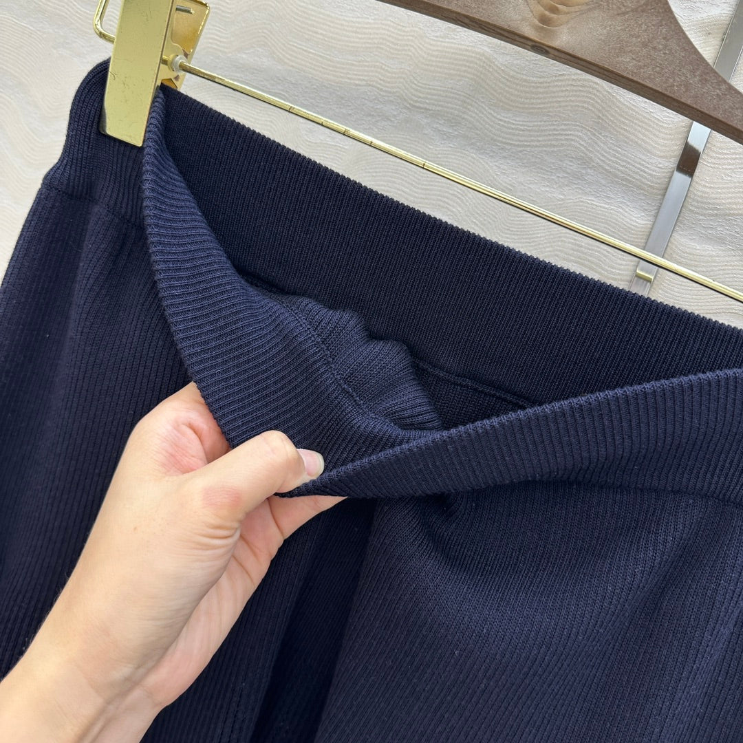 LP NAVY BLUE KNIT MIDI SKIRT