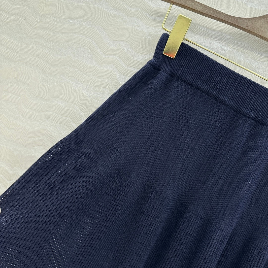 LP NAVY BLUE KNIT MIDI SKIRT